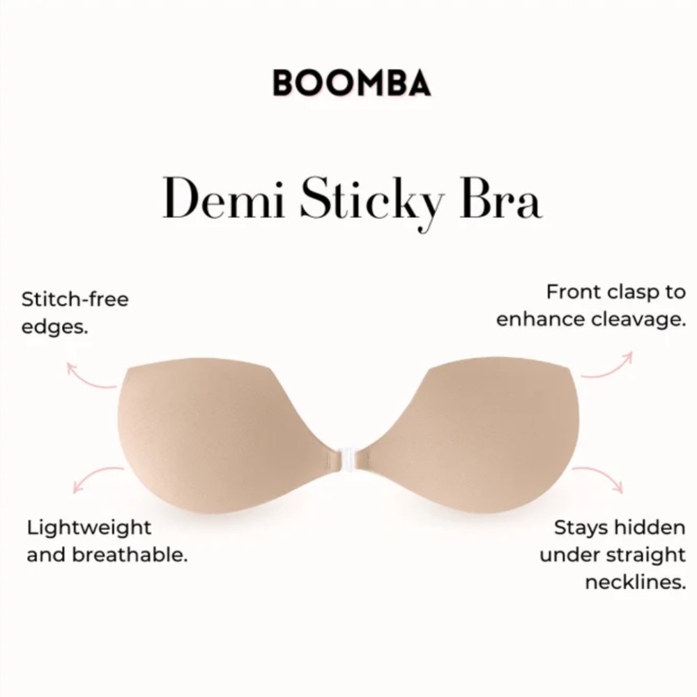 NWT Boomba Demi Sticky Bra, Size B, Color Sand, UNUSED